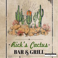 Desert Cactus and Rocks Scene Canvas Art for Home Bars