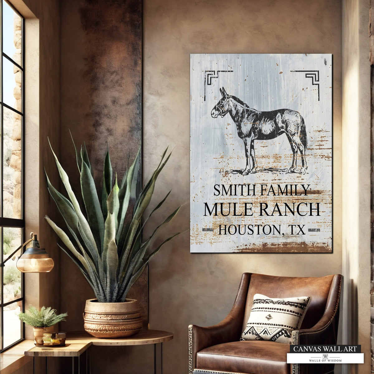 Large Wall Art for Mule Lovers and Western Decor