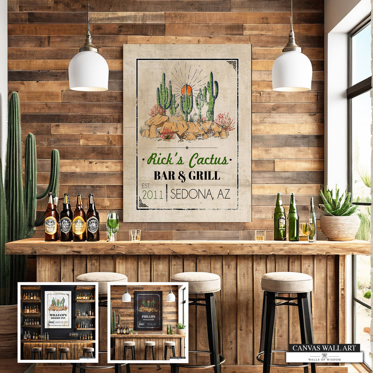 Personalized Home Bar Decor Sign - Western Decor Canvas Art Decorative Sign