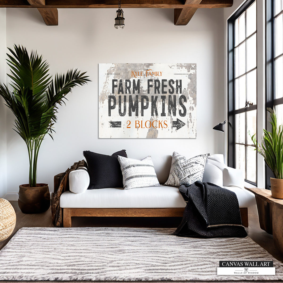 Vintage-Style Fall Decorative Sign with White Chippy Background