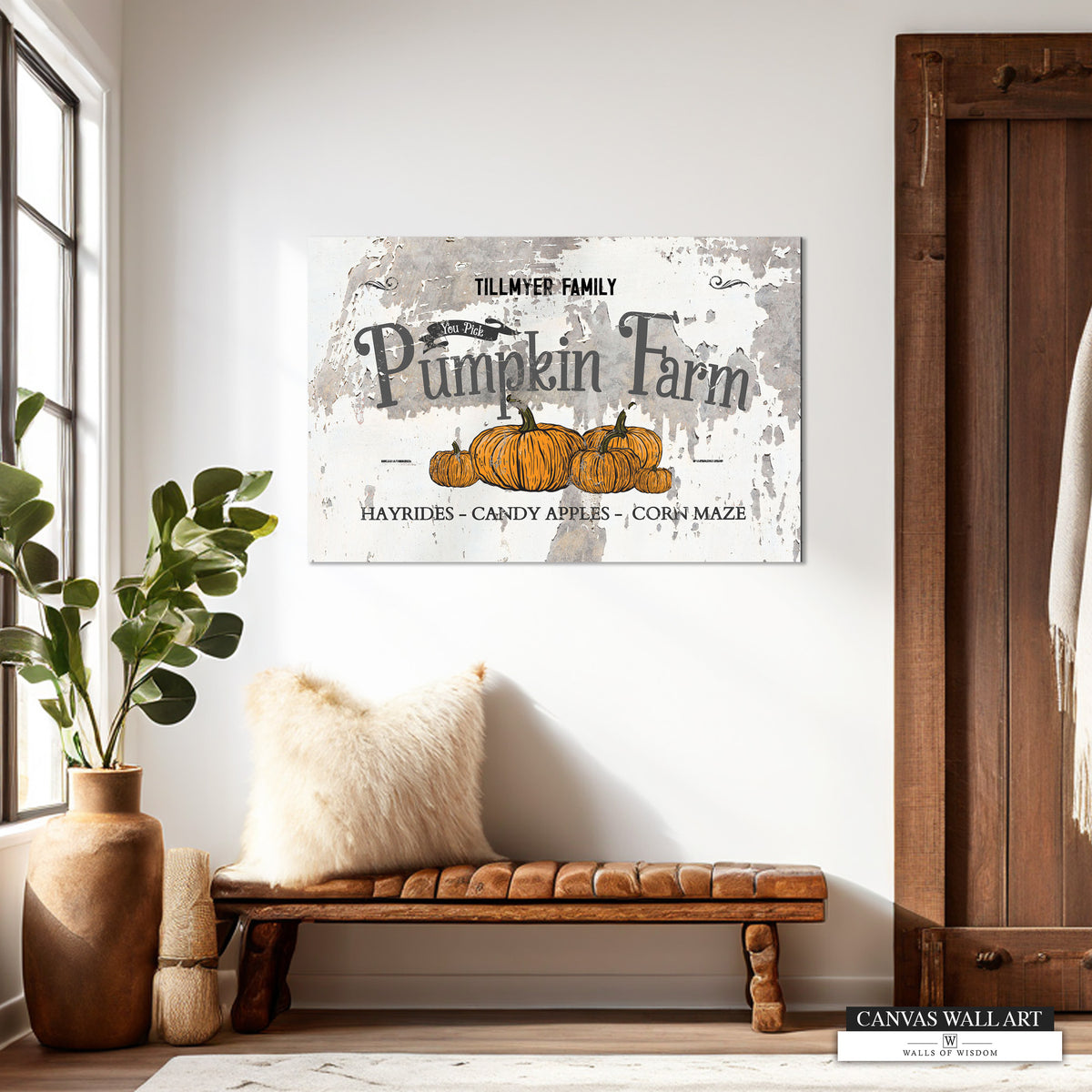 Boho Cottage Fall Sign with Chippy Canvas Finish