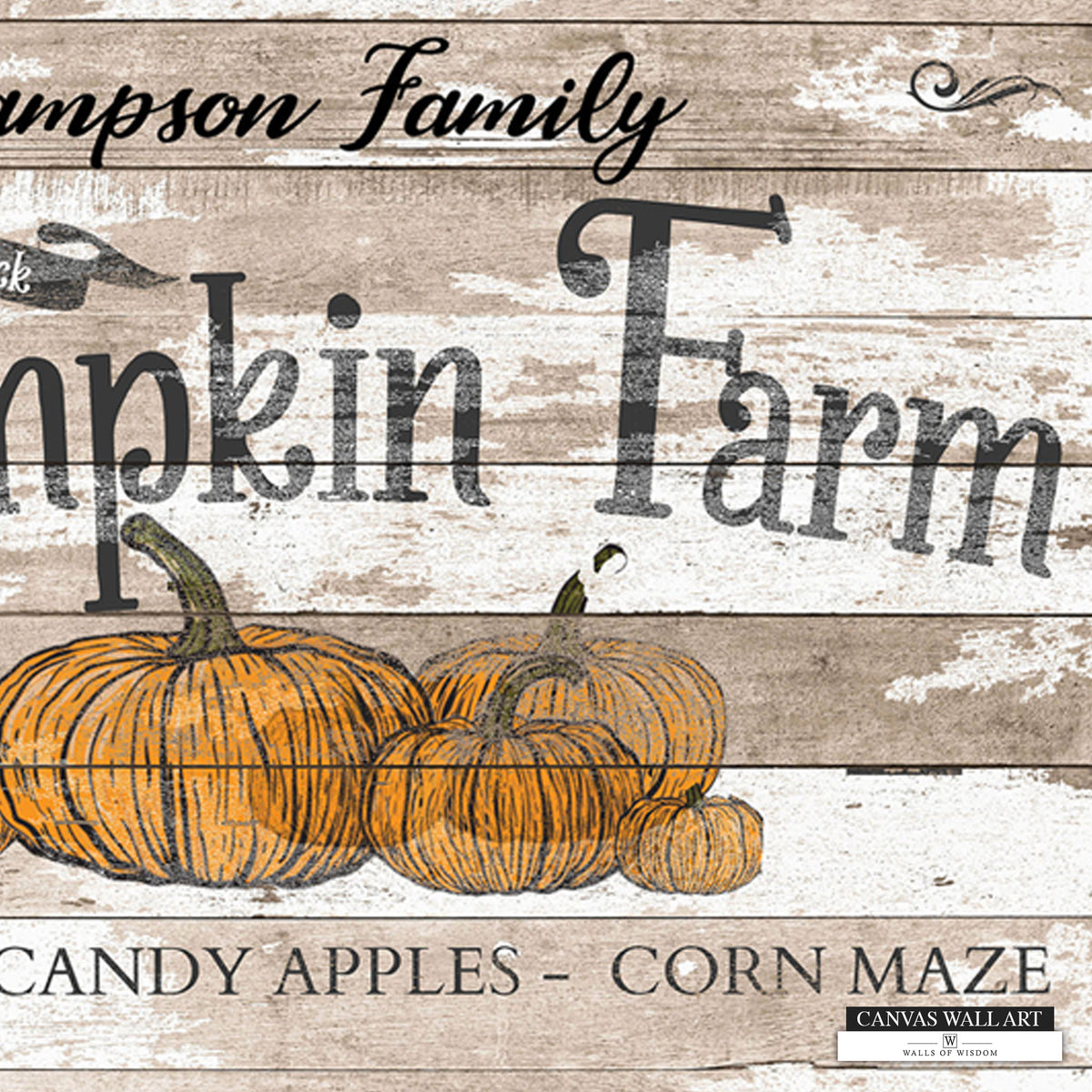 Rustic Boho Cottage Pumpkin Farm Sign with Personalized Name