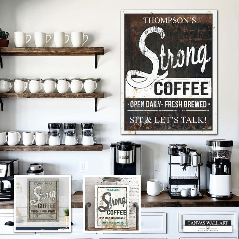 Personalized Coffee Bar Decor Sign with Rustic Vintage Style