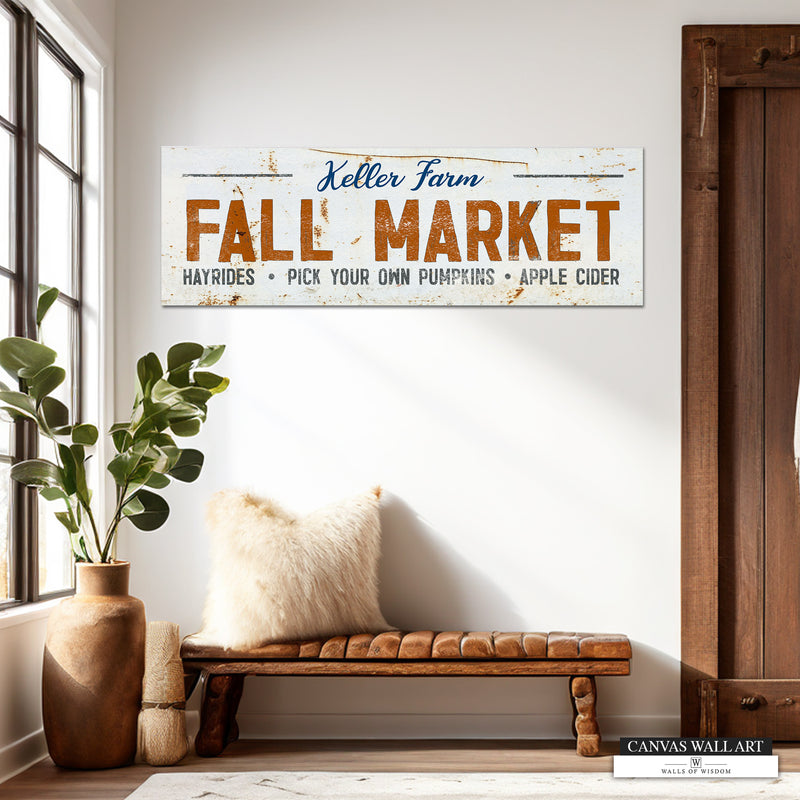 Custom Vintage Style Fall Home Decor Sign in Creamy White Metal Canvas