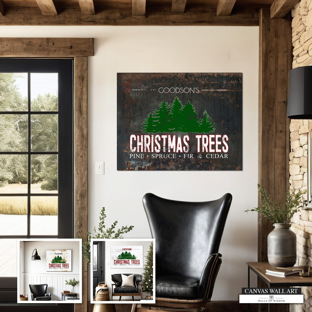 Christmas Tree Farm Decorative Sign - Custom Last Name Vintage-Style Holiday Decor