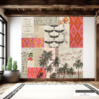 Removable and renter-friendly feminine collage wallpaper with a vintage touch.