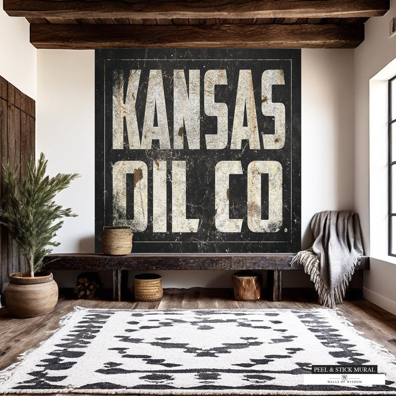 Kansas Oil Co peel and stick removable wallpaper mural