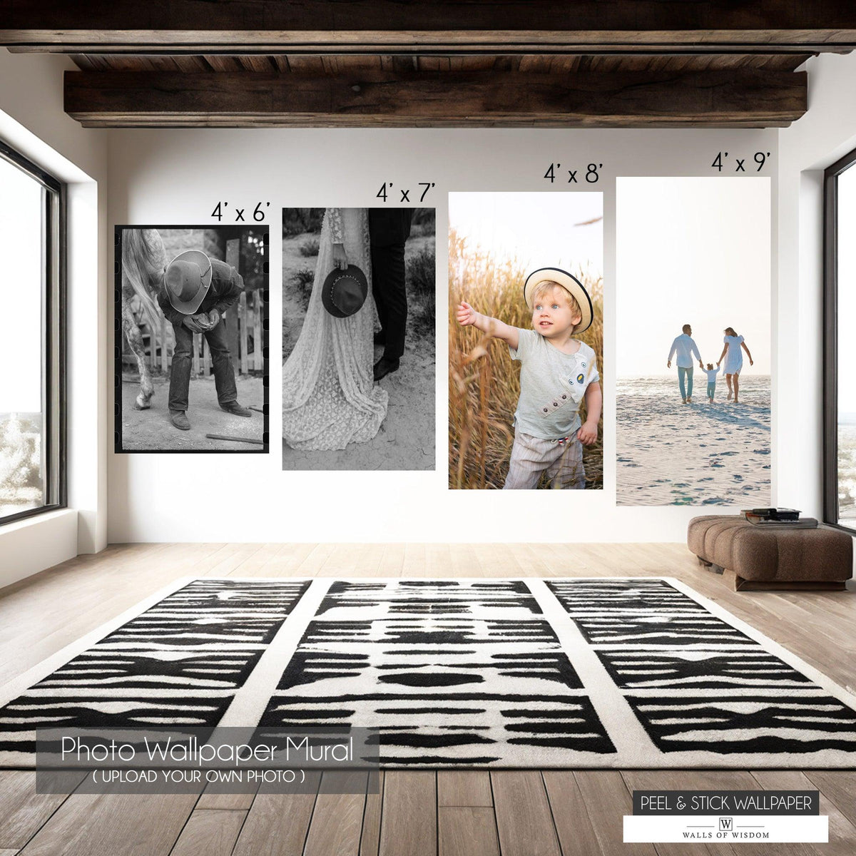 Personalized wall mural for living room decor