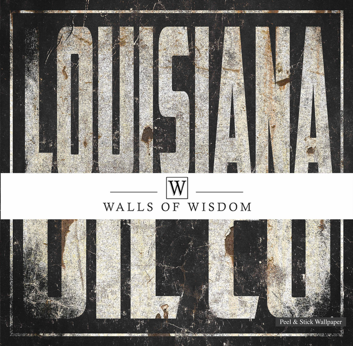 Peel and stick wall mural of Louisiana Oil Co with vintage design, ideal for home or office decor.