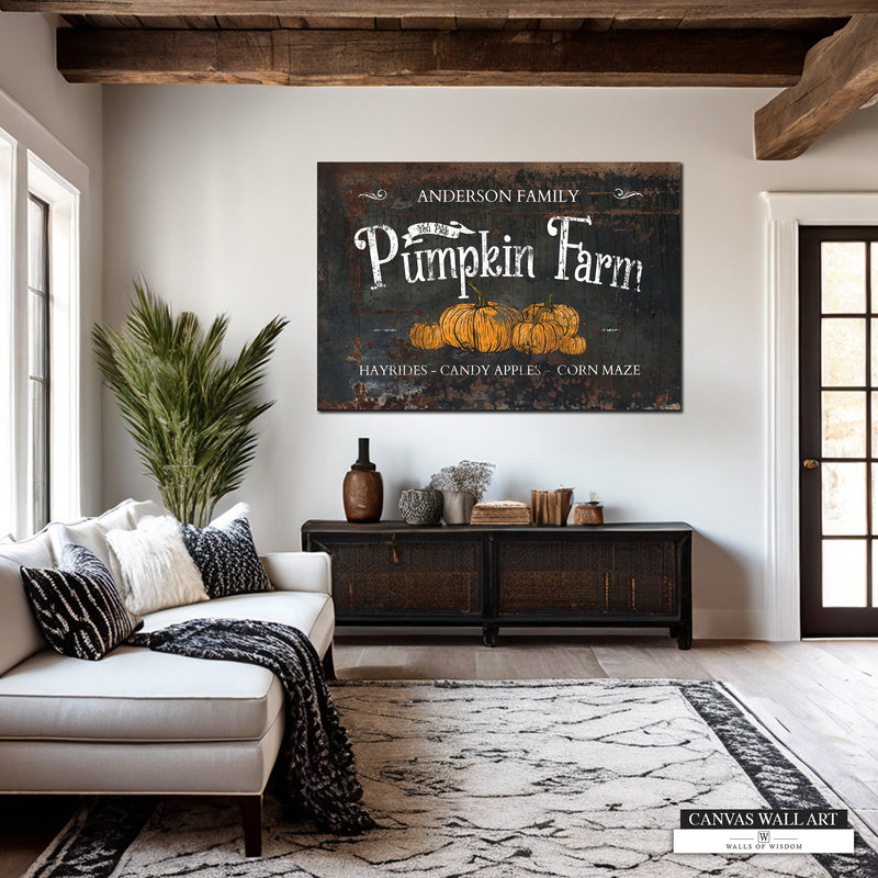 Personalized Pumpkin Farm Sign for Boho Cottage Decor