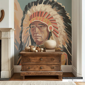 Large Wall Art featuring Paint-by-Numbers Style Native American Headdress.