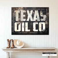 Texas oil field-inspired canvas wall art for office, man cave, or home decor.