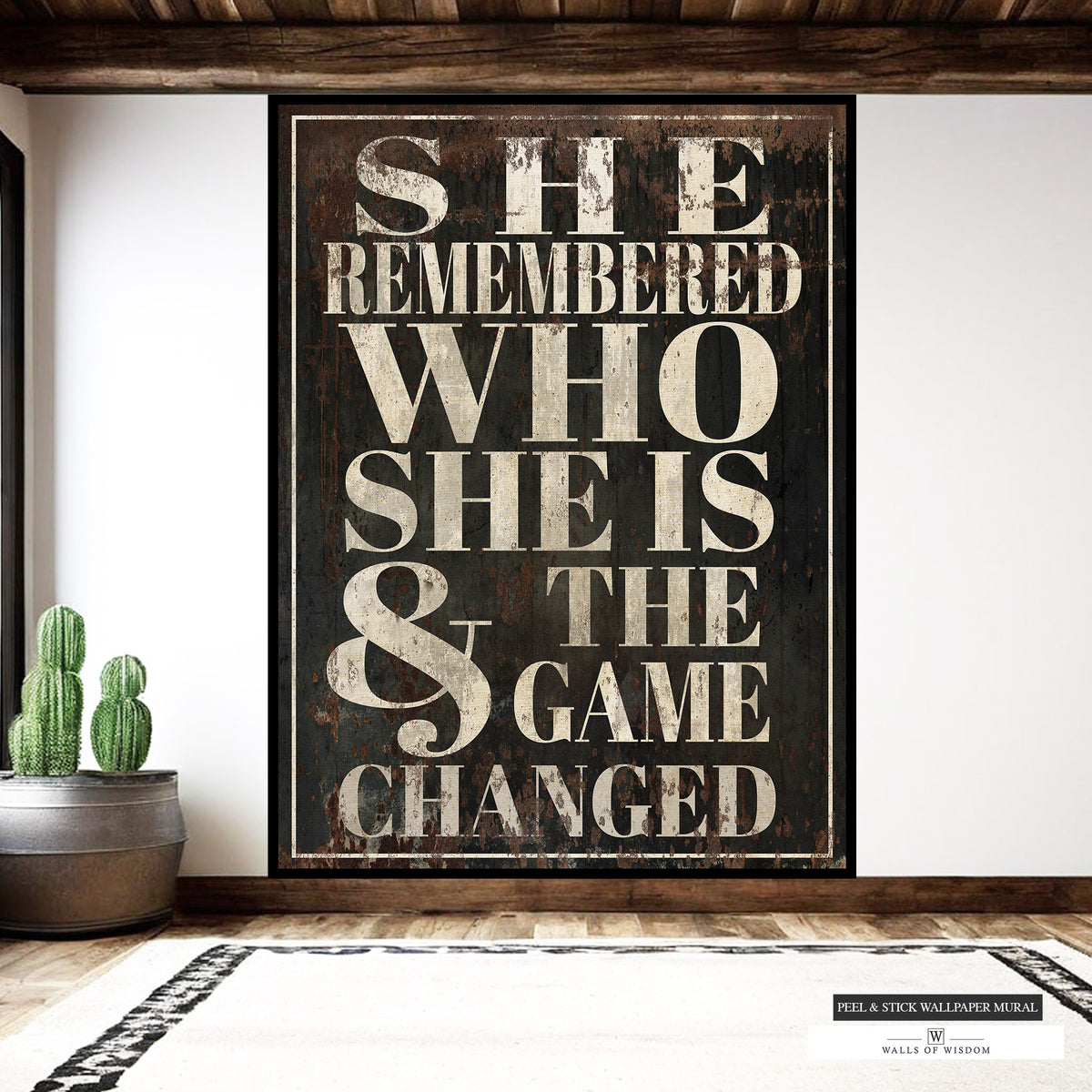 Woman empowerment quote wallpaper, perfect for living rooms or bedrooms.