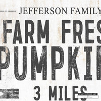 Farm Fresh Pumpkins Decorative Sign with Arrow and 3 Miles