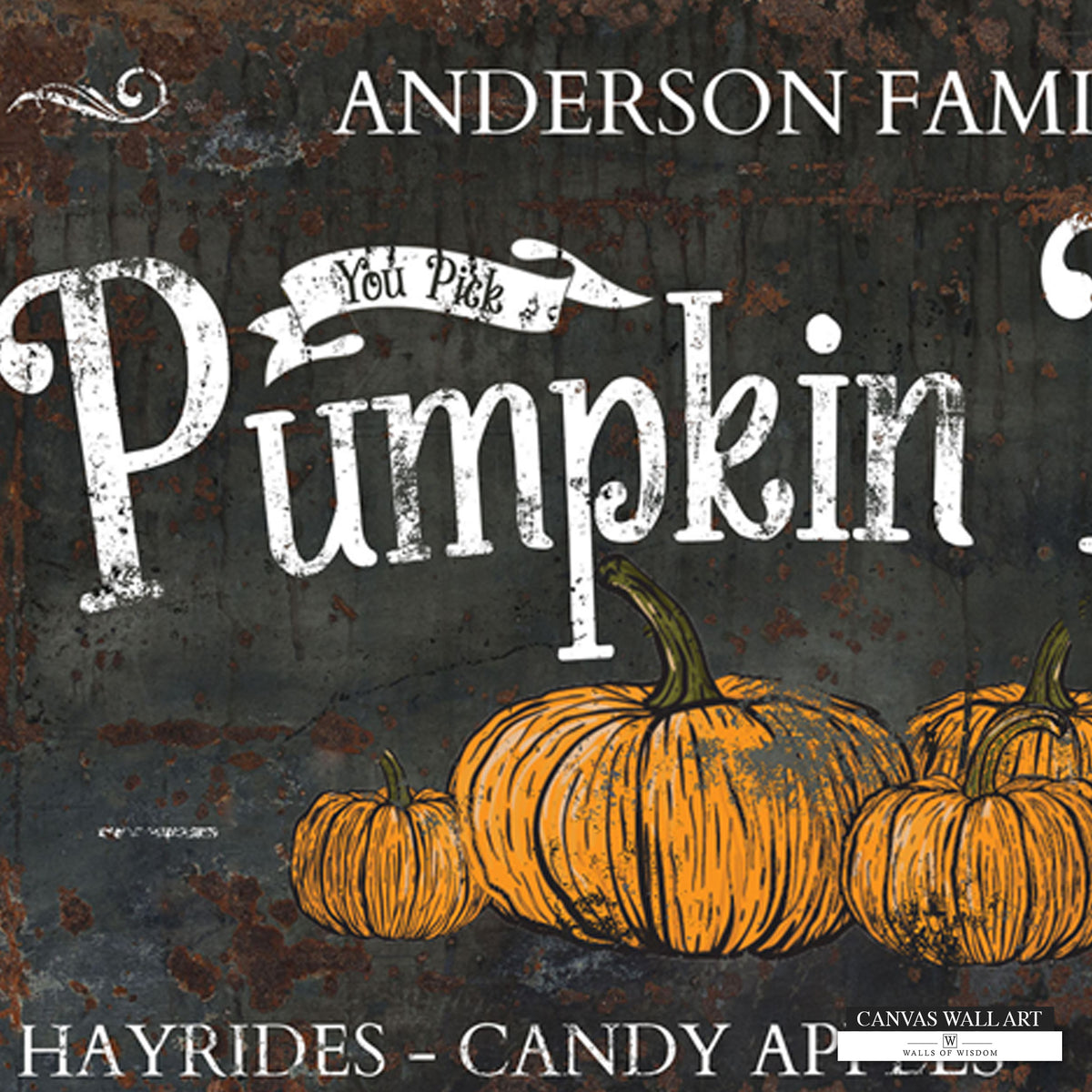 Chippy Canvas Farmhouse Pumpkin Sign for Autumn Decor