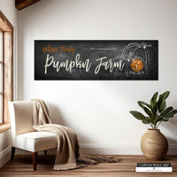 Custom Long Skinny Canvas Sign with Pumpkins and Distressed Finish