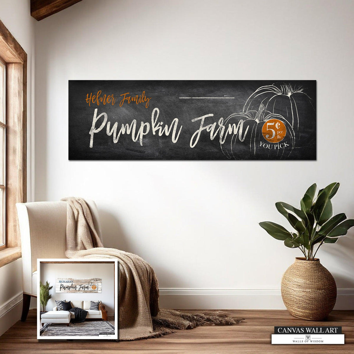 Modern Farmhouse Pumpkin Patch Sign with Black Board Finish