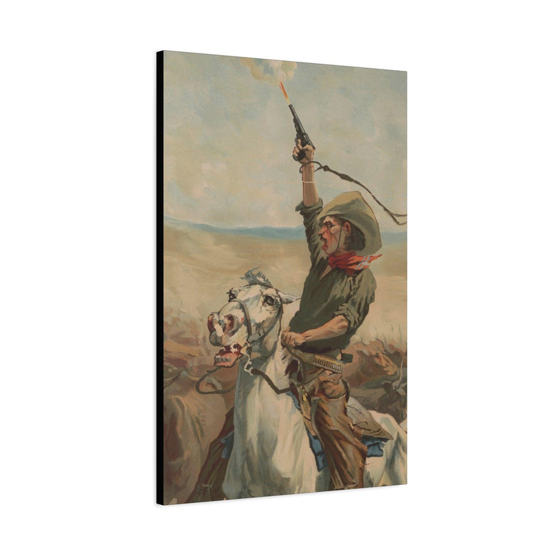 Western-themed cowboy canvas wall art for living room decor