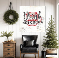 Vintage-style hot cocoa Christmas canvas sign for modern farmhouse kitchens