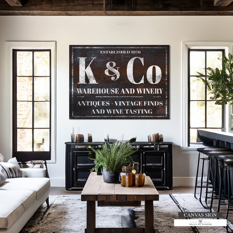 Personalized Winery Name Sign Vintage Farmhouse Canvas Print - NLSC0115