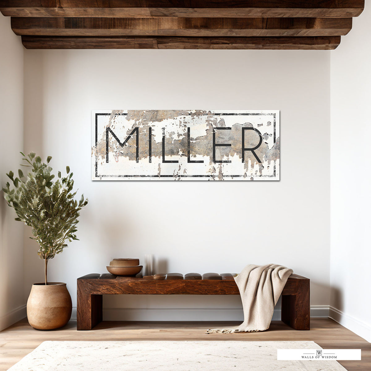 The Miller Sign - Personalized Chippy Farmhouse Canvas Wall Art NLSC0117