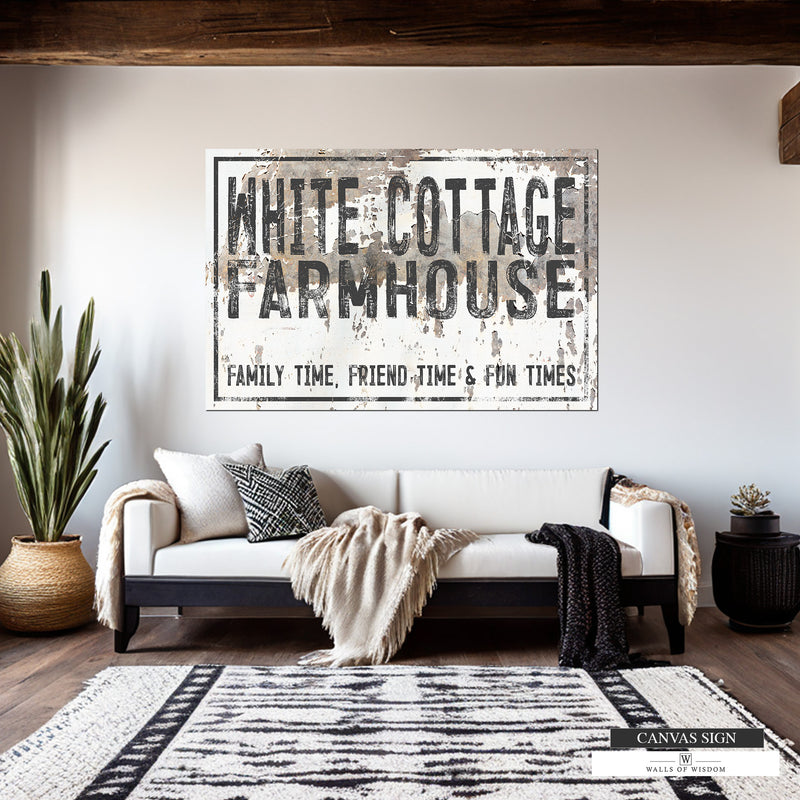 Custom Vintage Farmhouse Style Canvas Sign with Neutral Tones