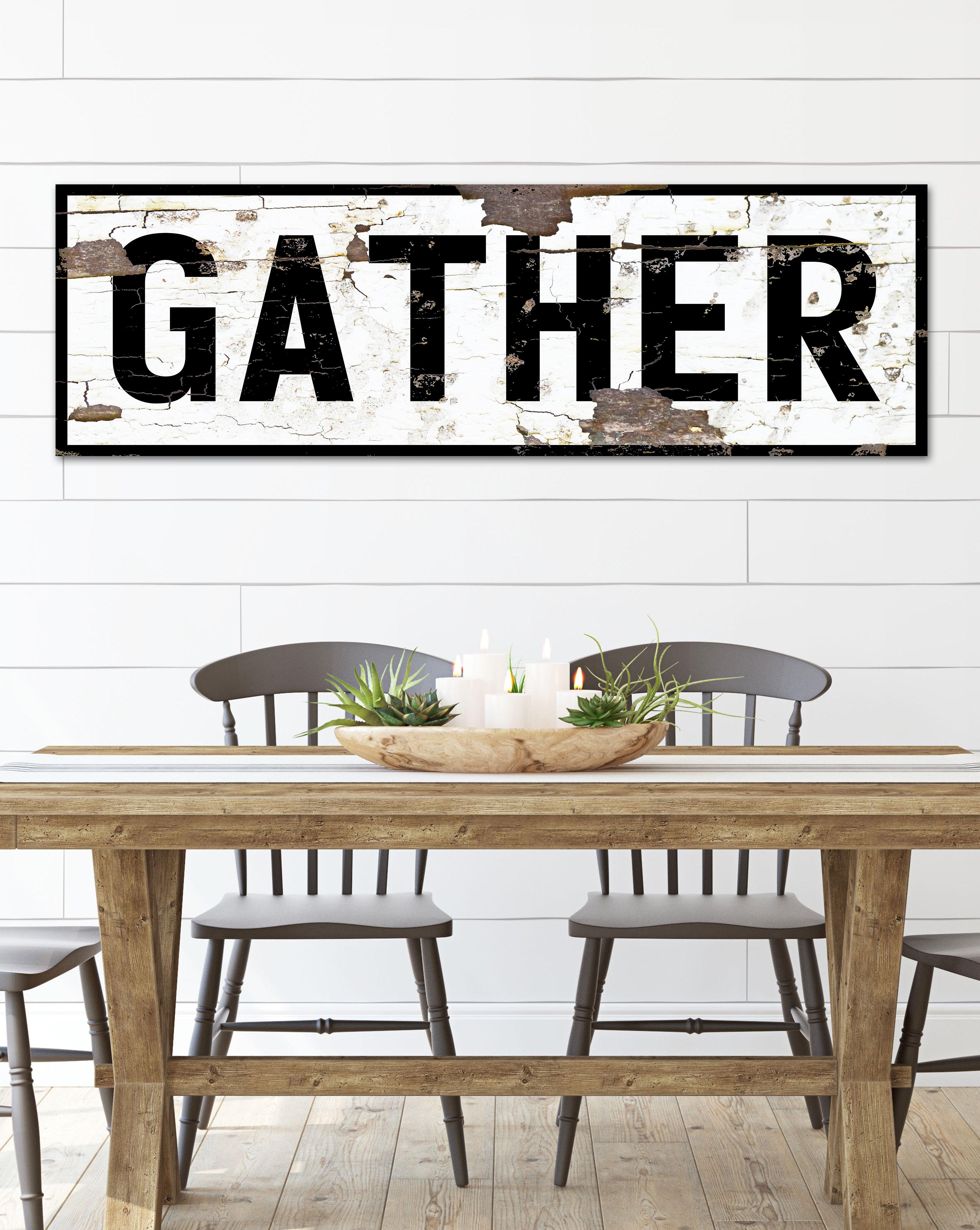 Gather Sign- Large Wood sold Sign- Extra Large Wood Sign- Living Room Decor-Living Room Sign- Large Wall Art