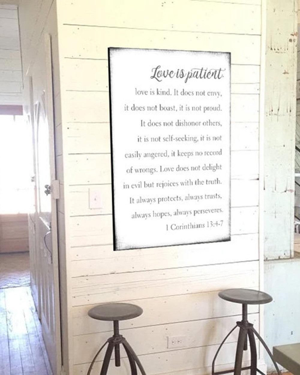 32x16 Black Love Is offers Patient Love Is Kind Large Farmhouse Sign